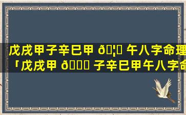 戊戌甲子辛巳甲 🦆 午八字命理「戊戌甲 🕊 子辛巳甲午八字命理解析」